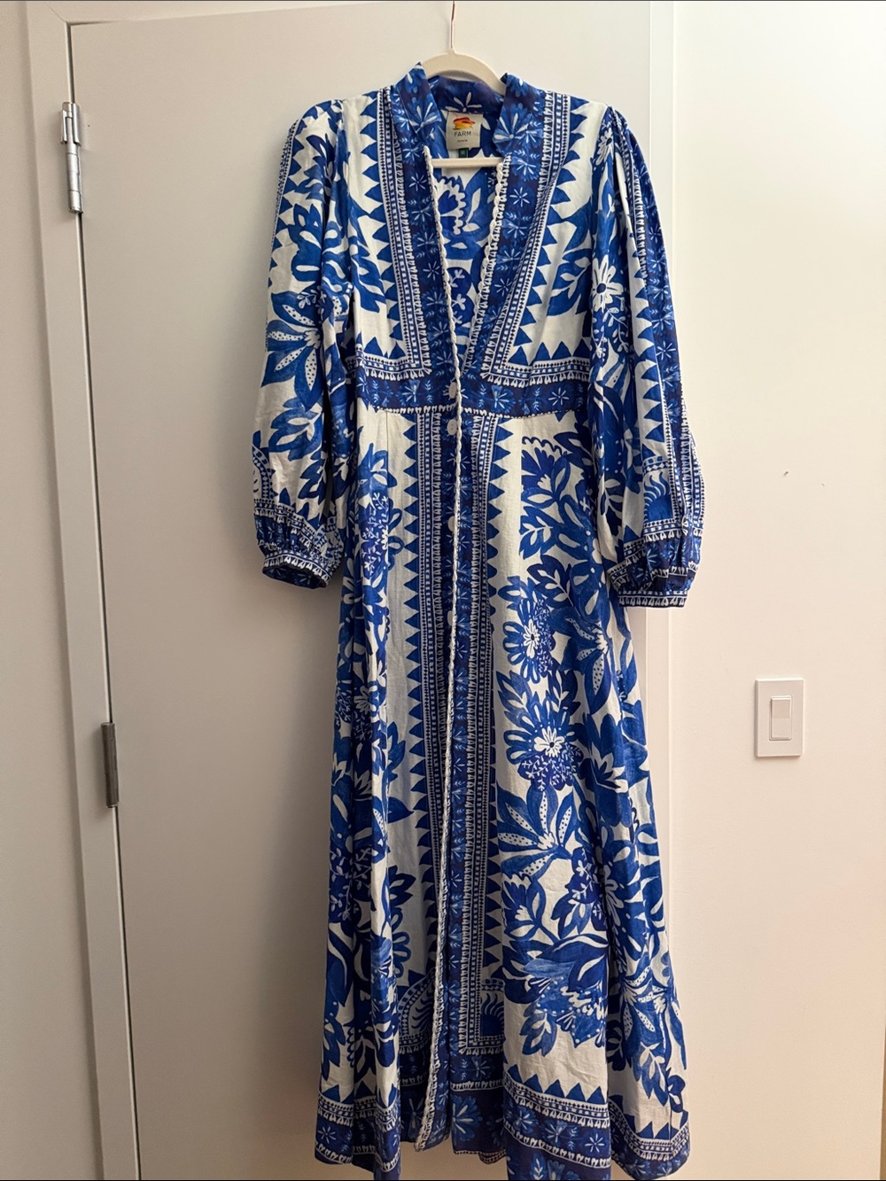 FARM Rio Blue and White Floral Button-Front Maxi Dress - Picture 4 of 6